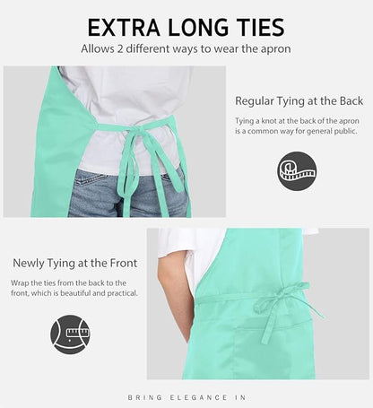 Syntus Apron for Men Women, Adjustable Cooking Kitchen Chef Aprons with 2 Pockets, Cotton/Polycotton/Polyester - Image 6