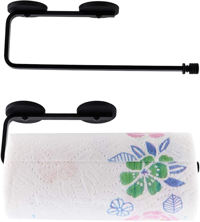 Magnetic Paper Towel Holder for Fridge, 12.3" Heavy Duty Magnet Rack, No Drill, Fits Large Rolls, Space Saving for Kitchen, RV, Garage, Black - Image 6