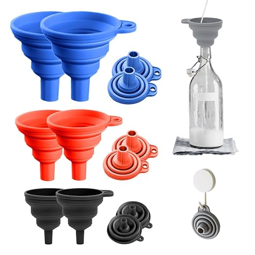 6 Pack Kitchen Funnel Set, 2025 New Food Funnel Silicone Collapsible Funnels for Kitchen, Upgrade Funnels for Kitchen Use Filling Bottles, Kitchen Gadgets (Color#B)