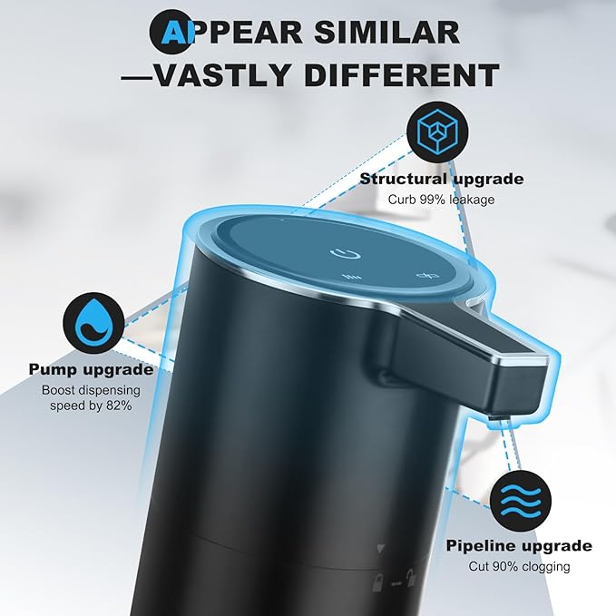 2 Pack Automatic Soap Dispenser: 13.52oz/400ml Wall Touchless Liquid - 4-Level Adjustable Modern Electric Hand Soap Dispenser - Kitchen Bathroom Kids Family Black - Image 2