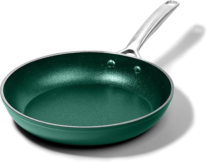 Granitestone 10 Inch Nonstick Frying Pan Skillet, Granite Coated Non Toxic Cooking Pan for Eggs & Omelettes, PFOA Free, Withstands Metal Utensils, Oven Safe to 500°F, Dishwasher Safe, Emerald Green by Granitestone+