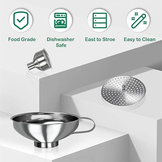 Yevior Canning Funnel for Filling Mason Jars - Wide Mouth Funnels for Kitchen Use Filling Bottles - Kitchen Gadgets Canning Supplies Kit - Stainless Steel - 5 Pack - Image 7
