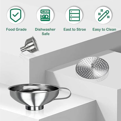 Yevior Canning Funnel for Filling Mason Jars - Wide Mouth Funnels for Kitchen Use Filling Bottles - Kitchen Gadgets Canning Supplies Kit - Stainless Steel - 5 Pack - Image 7