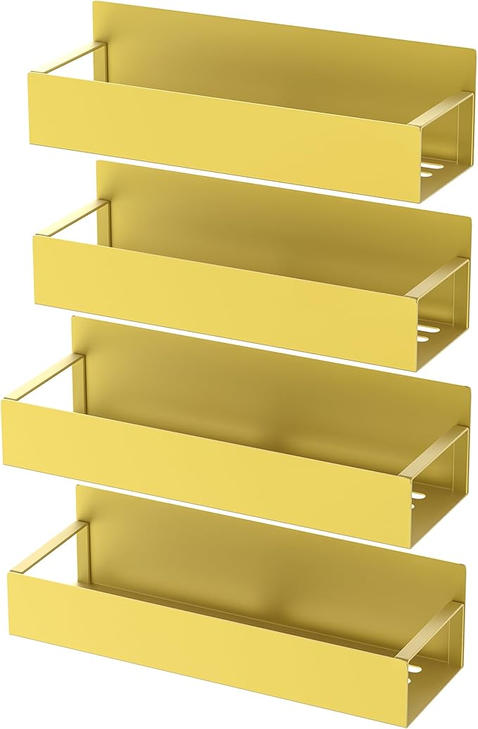 HuggieGems 4 Pack Magnetic Spice Storage Rack Organizer for Refrigerator and Oven, Gold Fridge Organizers and Storage - Image 6
