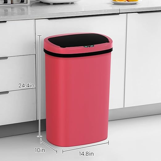 13 Gallon Trash Can | 50L Sensor Automatic Kitchen Trash Can with Lid | Touchless Garbage Bin Odor-Control for Kitchen, Office, Bedroom, Living Room (1 Pack, Red) - Image 8