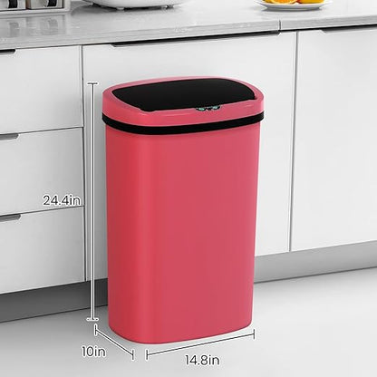 13 Gallon Trash Can | 50L Sensor Automatic Kitchen Trash Can with Lid | Touchless Garbage Bin Odor-Control for Kitchen, Office, Bedroom, Living Room (1 Pack, Red) - Image 8