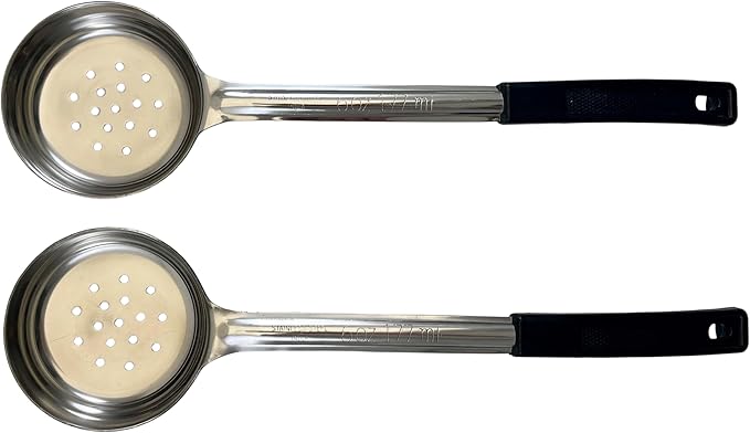 6 Ounce Slotted Stainless Steel Portion Control Ladle Spoon for Measuring and Serving; Commercial Grade Serving Scoops [Pack of 12] by Habanerofire