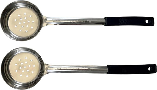 6 Ounce Slotted Stainless Steel Portion Control Ladle Spoon for Measuring and Serving; Commercial Grade Serving Scoops [Pack of 2] by Habanerofire