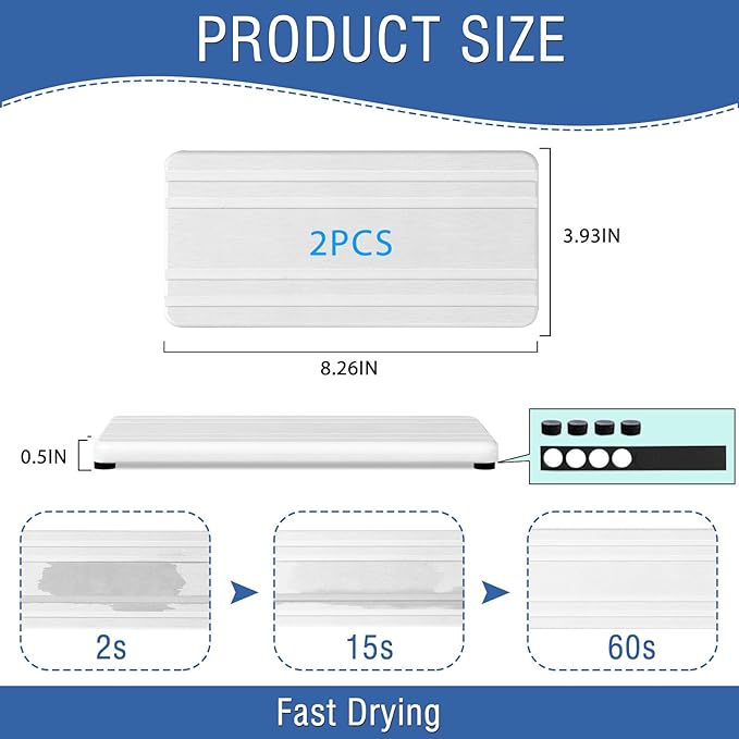 2PCS Water Absorbing Stone Tray,Quick Drying Stone Sink Tray,Water Absorbent Diatomite Coasters for Bathroom Counter and Kitchen Sink, Used for Hand Soap Dish Cosmetic Bottles Toothbrush Holders - Image 6