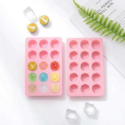 Cute Ice Cube Trays Silicone Chocolate Mold Wax Melt Molds Easy Release Ice Trays Non-Stick Chocolate Soap Pudding Jello Ice Cube Tray (2pcs Strawberry)