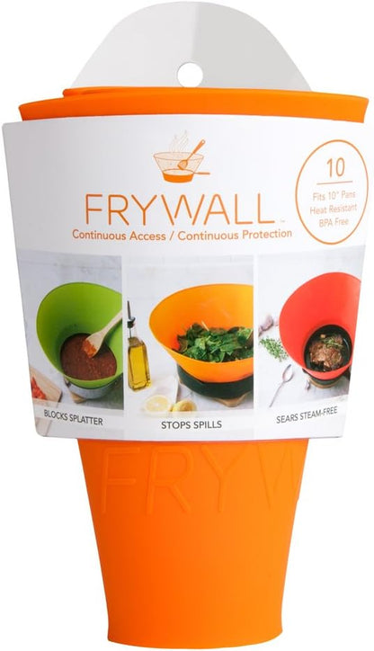 Frywall Splatter screen alternative 10" - stops grease splatter without trapping steam - continuous access - dishwasher safe - compact storage (Orange) - Image 2