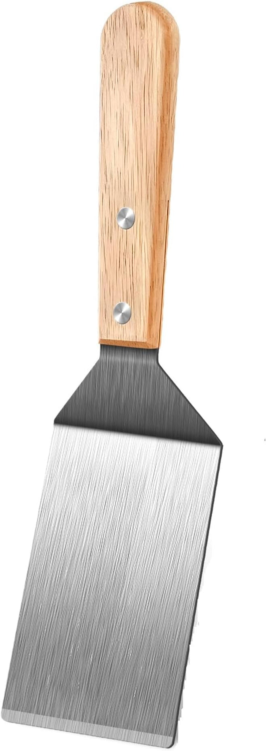 Stainless Steel Spatula Set, Metal Spatula for Cast Iron Skillet, Metal Spatulas for Kitchen Use with Wooden Handle, Ideal for Frying Steak, Pancake, Cookie, Burger, Brownie or Desserts by Volikos