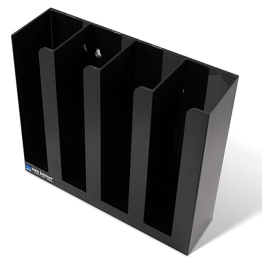 San Jamar Portion Cup and Lid Organizer Fits 2" Cups and Lids with Removable Dividers for Kitchen, Restaurant, and Fast Food, Plastic, 10 x 11.5 x 3.25 Inches, Black - Image 2