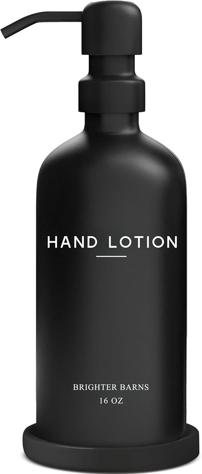 Black Glass Lotion Dispenser with Pump by Brighter Barns - Hand Lotion Dispenser Bathroom Set & Tray - Modern Bathroom Decor in Airbnb, Apartment Rental Properties, Guest House, Hotel Lobby (Black) by BrighterBarns
