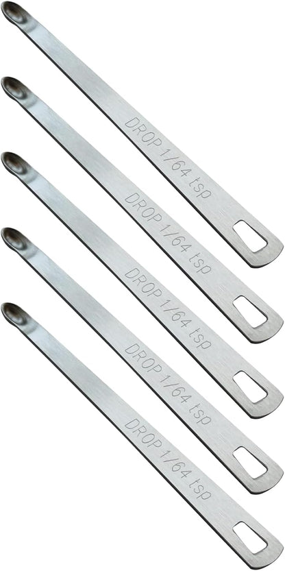 5PCS 1/64 Teaspoon(1/64tsp, 0.08ml, Drop) Single Tiny Measuring Spoon, Small Individual Stainless Steel Measure Spoons Only by BERYLER