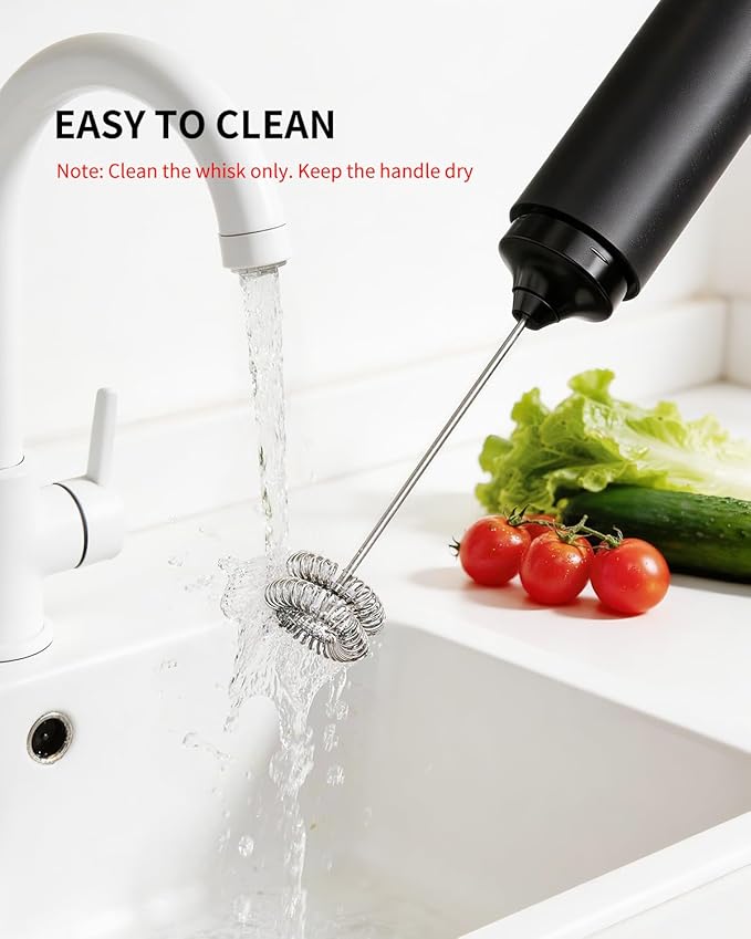 CIRCLE JOY Rechargeable Milk Frother Hanheld, Dual Coil Whisk Head Electric Coffee Frother, Portable Hand Frother Wand Drink Mixer for Matcha Lattes Cappuccino, Kitchen Gifts, Black - Image 3