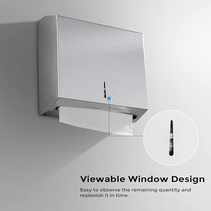 Paper Towel Dispenser Wall Mount - Multifold Trifold Paper Towel Dispensers, Large Capacity Stainless Steel Tissue Holder, Suitable for Bathrooms and Public Places - Image 7