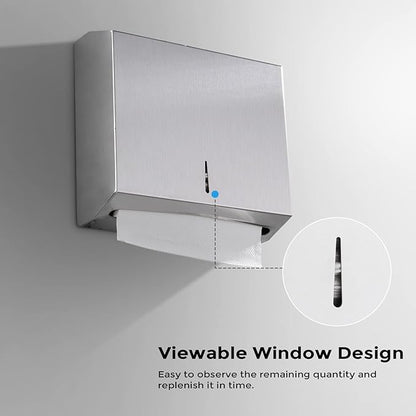 Paper Towel Dispenser Wall Mount - Multifold Trifold Paper Towel Dispensers, Large Capacity Stainless Steel Tissue Holder, Suitable for Bathrooms and Public Places - Image 7