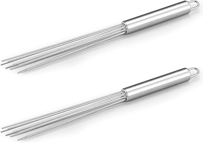 Baderke 2 Pcs Espresso Whisk 11.5 Inch Long Handle Barista Whisk 10 Needles 2 mm Stainless Steel Coffee Stirrer Tool Efficient Mixing Time Saving Reduction Clumping Ideal for Commercial Home by Baderke