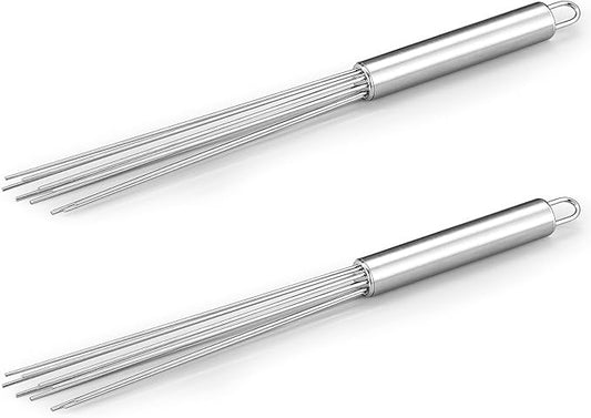 Baderke 2 Pcs Espresso Whisk 11.5 Inch Long Handle Barista Whisk 10 Needles 2 mm Stainless Steel Coffee Stirrer Tool Efficient Mixing Time Saving Reduction Clumping Ideal for Commercial Home by Baderke