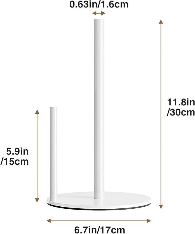Paper Towel Holder White Kitchen Roll Holder, Paper Towel Holder for Kitchen Roll Organize, Countertop Roll Dispenser with Weighted Base - Image 6