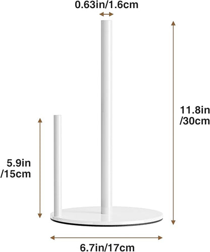 Paper Towel Holder White Kitchen Roll Holder, Paper Towel Holder for Kitchen Roll Organize, Countertop Roll Dispenser with Weighted Base - Image 6