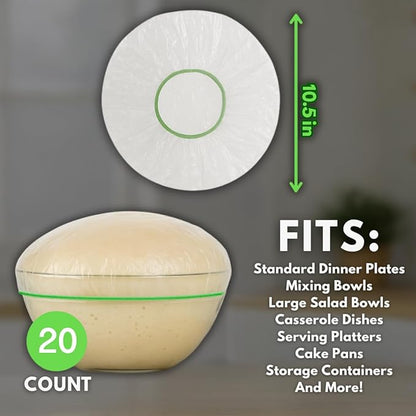 20 Bowl Covers - Reusable Plastic Food Covers with Elastic, Ideal for Bread Proofing and Storage - Image 2