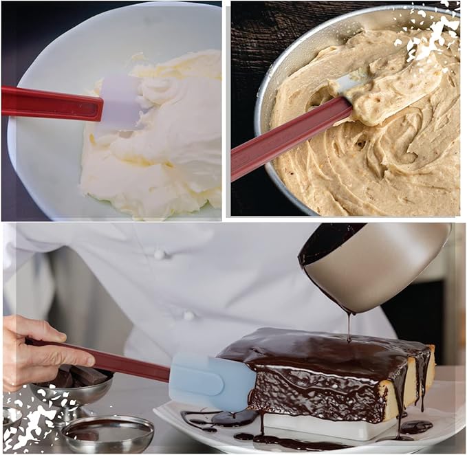 3 PCS Commercial Grade Heat Resistant Silicone Spatulas, 9.5-Inch Rubber Spatulas for Baking, Nonstick & BPA-Free - Image 3