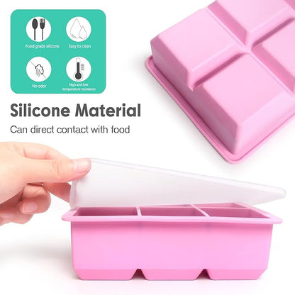 Excnorm Silicone Ice Cube Trays 3 Pack - Large Size Silicone Ice Cube Molds with Leak Proof Removable Lid Square Ice Cube Tray And BPA Free for Cocktail,Whiskey, Stackable Flexible Ice - Image 7
