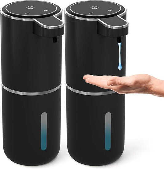 2 Pack Automatic Soap Dispenser Touchless,Liquid Hand Soap Dispenser 12.8oz Electric Wall Mounted Smart for Bathroom and Kitchen Dish Soap，Easy for Toddlers(Black) by MTYGK