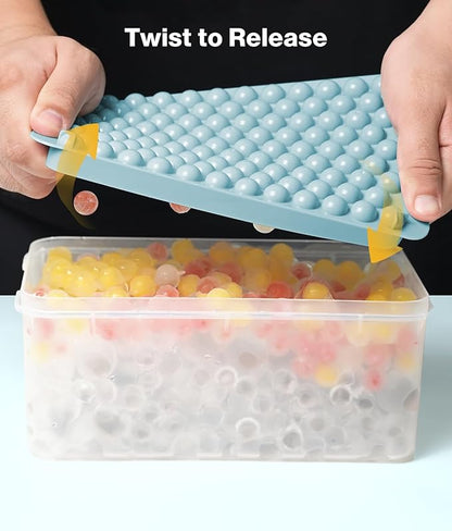 Mini Ice Cube Trays for Freezer - 0.6 IN Tiny Round Pebble Nugget Ice Mold Trays with Lid and Bin, Crushed Ice Trays Makes 104x4 pcs Ice balls - Easy Release Ice Maker for Cocktails, Drinks, Whisky - Image 6