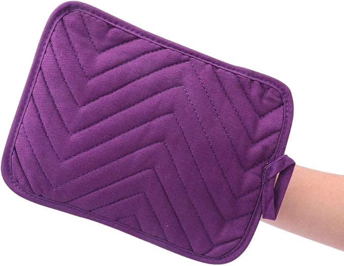 Anyi Pot Holders for Kitchen Heat Resistant, Cotton Hot Pads for Counter Table, Purple Kitchen Pot Holders with Pocket - Image 3