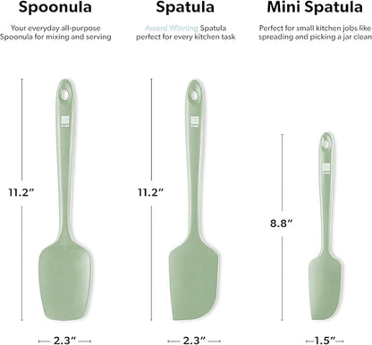 di Oro Living Silicone Spatula Set - Rubber Kitchen Spatulas for Baking, Cooking, Mixing - 600°F Heat-Resistant & BPA Free Silicone Scraper Spatulas for Nonstick Cookware - Dishwasher Safe (3pc, Sage) - Image 5