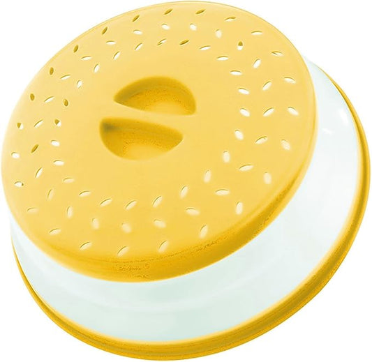 Collapsible Microwave Splatter Cover, Microwave Plate Cover With Steam Vent，BPA-Free Silicone & Plastic (Light yellow, 10.5IN)