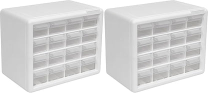 Akro-Mils 16-Drawer Plastic Drawer Storage Cabinet for Garage Organization, Beads, Makeup Organizer, Building Bricks Storage, Teacher Toolbox, 10-1/2-Inch W x 6-1/2-Inch D x 8-1/2-Inch H, 10116 White by Akro-Mils