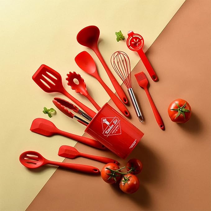 Pranski Kitchen Utensils Set-12 Pieces Silicone Cooking Utensils Set (Dishwasher Safe) 392°F Heat Resistant Spatula Set, Nonstick Cookware - Image 8
