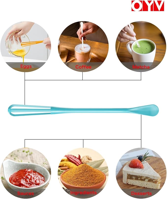 OYV Scandinavian Modern Colors Mini Whisk Set, 8.5 in Mini Whisks for Cooking, 3 Pieces Small Wisk For Whisking, Beating, Blending Ingredients, Mixing Sauces, BPA Free Tiny Whisk - Image 4