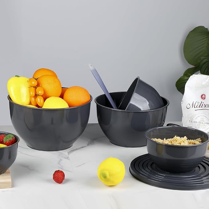Greentainer Plastic Mixing Bowls with Lids Set for Kitchen, 5 Set Nesting Bowls for Mixing, Baking, Prepping, Cooking and Serving Food, Mixing Bowls Dishwasher, Microwave Safe - Image 3