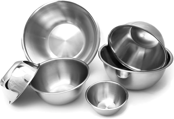 Fox Run 6-Piece Nesting Stainless Steel Polished Mirror Finish Mixing Bowls Set, 0.5, 1.25, 2.75, 4.25, 6.25 and 10.75 Quart - Image 6
