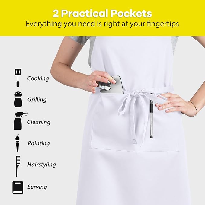ROTANET Extra Large Apron for Men Adjustable Bib Aprons with 2 Pockets Cooking Kitchen Women Chef Water & Oil Resistant - Image 4