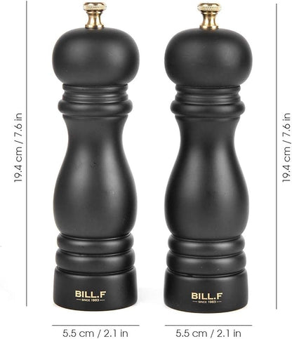 BILL.F Salt and Pepper Grinder Wooden Pepper Mill Grinder Salt Pepper Shakers Set of 2 with Adjustable Ceramic Rotor- 7 Inch - Image 2