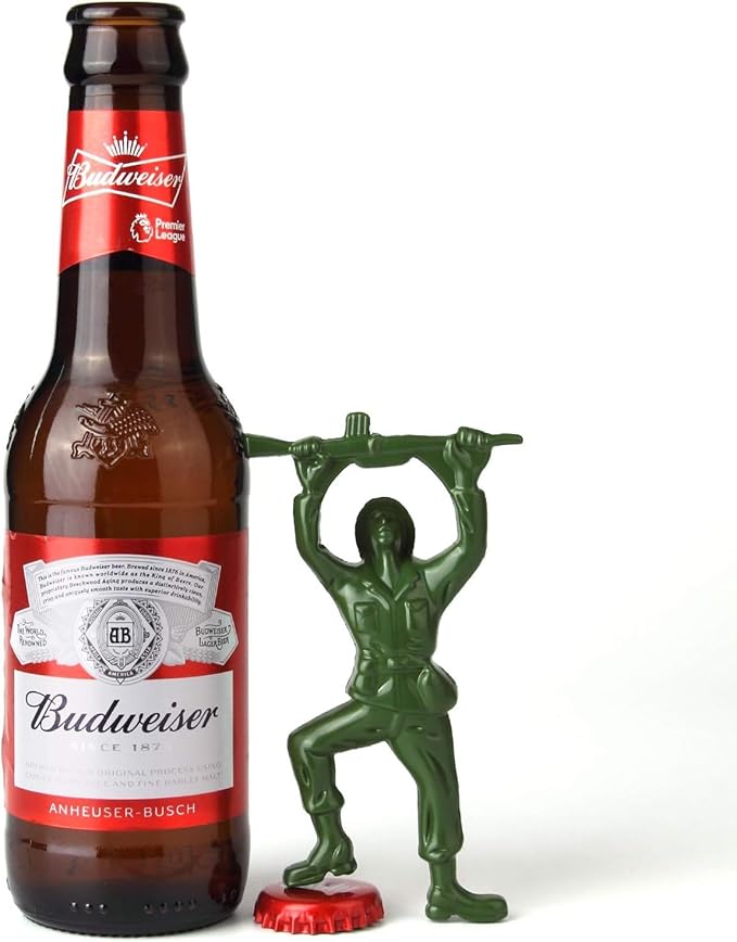 2pc-Creative 3D Army Man Bottle Opener,Unique Easy Opening Bottle Opener for Beer and beverage （Green ）