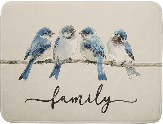 Home Blue Bird Family Dish Drying Mat for Kitchen Counter,Spring Summer Drying Mat 18 x 24 Inch with Absorbent Reversible Microfiber Drying Pad for Coffee Bar by Anyako