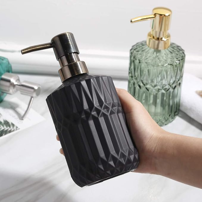 YunNasi Soap Dispenser with Pump, Refillable Liquid Hand Soap Dish Soap Dispensers for Bathroom Counter, Kitchen Sink (Black)
