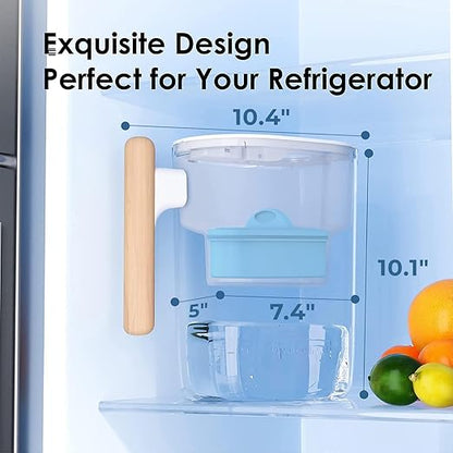 Waterdrop PT-04C-A Alkaline Water Filter Pitcher, 10-Cup Capacity, Healthy, Clean & Toxin-Free Mineralized Alkaline Water, Up to pH 9.5, BPA-Free, 100 Gallons, Sturdy Wooden Handle, Clear