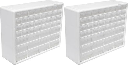 Akro-Mils 44-Drawer Plastic Drawer Storage Cabinet for Garage Organization, Bead Organizer, Building Bricks Storage, Teacher Toolbox, Makeup Organizer, 20-Inch W x 6-Inch D x 16-Inch H, 10144 White by Akro-Mils