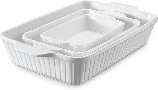 DOWAN Ceramic Baking Dishes, Set of 3 (15.6"/12.2"/8.9") by DOWAN