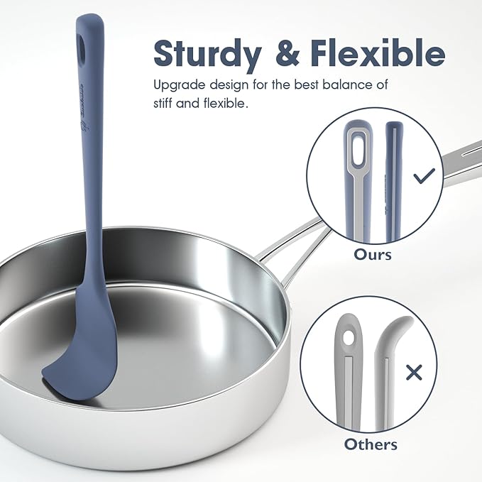 ChefAide 4 Pieces Silicone Spatula Set, Food Grade Rubber Spatula, Upgrade Strong Handle with Ergonomic Grip, Heat Resistant for Nonstick Cookware, Cooking - Image 3