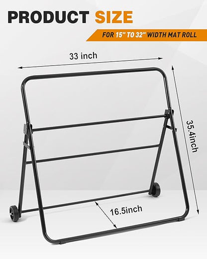 Blulu Adjustable/Mobile Mat Roll Holder with Wheels Oil Absorbent Pads Holder Portable Mat Dispenser Utility Cart Accessories for Workshop Garage Factory, Easy to Move(Adjustable Style)