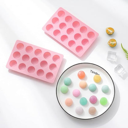 Cute Ice Cube Trays Silicone Chocolate Mold Wax Melt Molds Easy Release Ice Trays Non-Stick Chocolate Soap Pudding Jello Ice Cube Tray (2pcs Round)